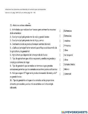 Actividades agropecuarias y agrícola