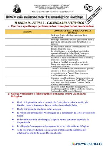 Calendario liturgico