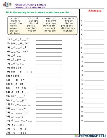 Lesson 18 - Latin Roots 3