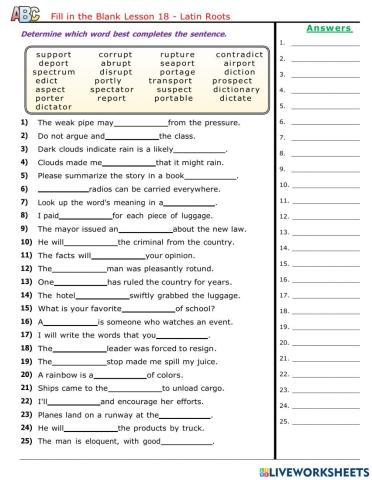 Lesson 18 - Latin Roots 4
