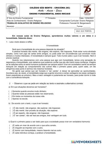 Trabalho avaliativo 4° ano 13-04