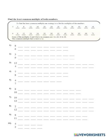 Less Common Multiples (LCM)