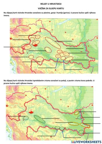 Reljef hrvatske - kartografska vježba
