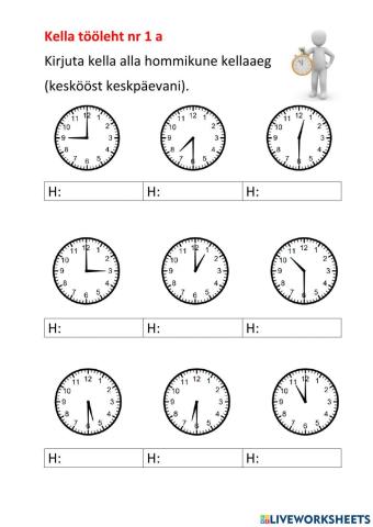 Kella tööleht 1a