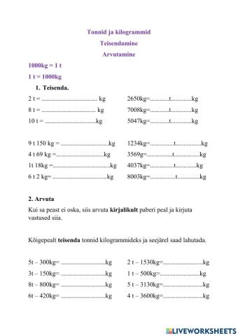 Tonnid ja kilogrammid