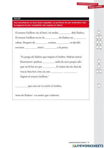 Dictat el senyor Guillem. Competències llengua catalana