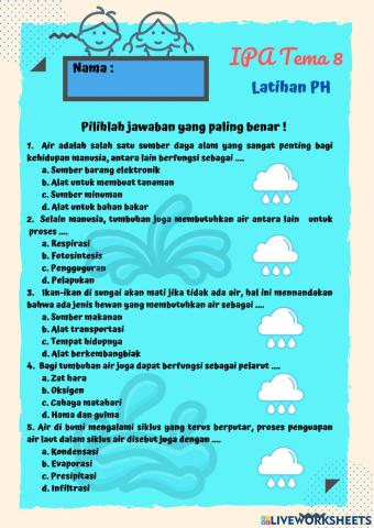 Latihan PH IPA Tema 8