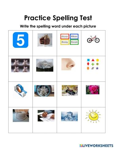 Silent e - spelling test practice