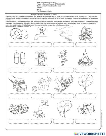 Fontes ou Tipos de Energia