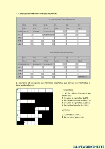 Indefinidos e interrogativo en latín