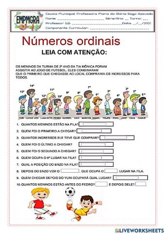 Números ordinais