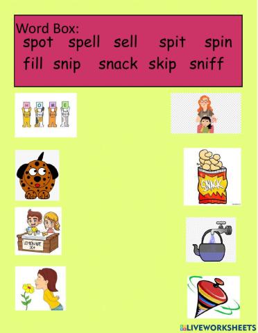 Matching Short Beginning Blends: sp sn sk