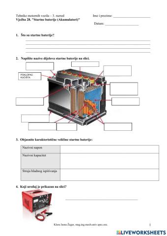 Vježba 28 - Startne baterije (akumulatori)