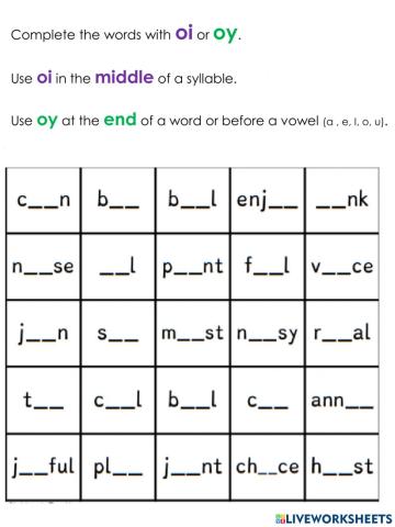 Phonics oi and oy