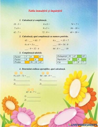 Înmulțirea și împărțirea