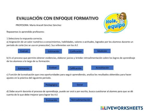 Evaluación con enfoque formativo