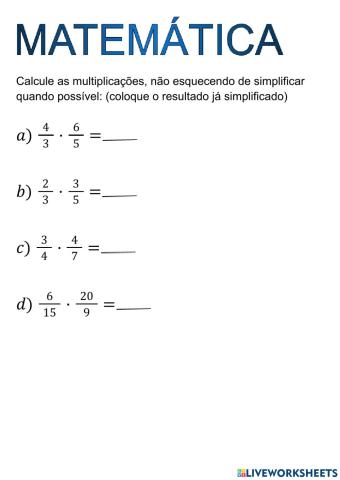 Multiplicação de frações