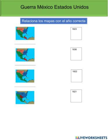 Ficha interactiva Guerra Entre Estados Unidos y Mexico