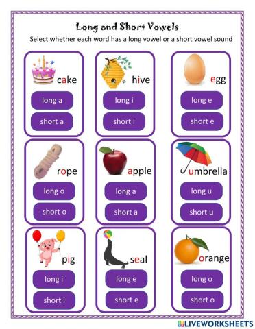 Short and Long Vowel Sounds