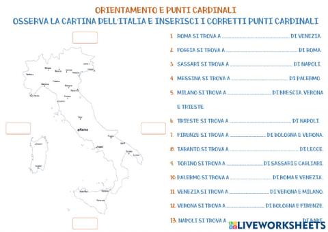 Orientarsi sulla carta dell'Italia