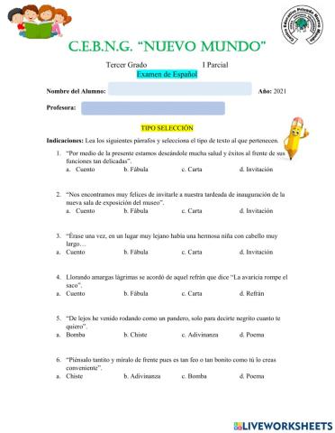 Examen de español