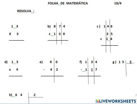 Folha matemática 1