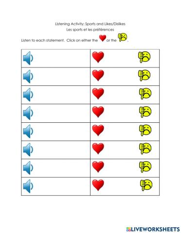 Listening Activity: les sports et les préférences