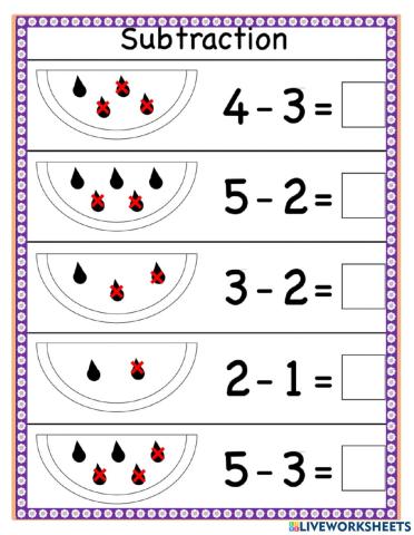 Subtraction within 5 watermelon