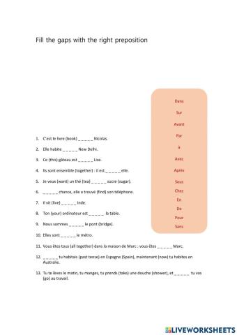 Prepositions (french)