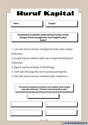 Penggunaan Huruf Kapital pada Nama tempat