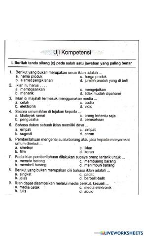 Uji kompetensi K5T9S1Bindo