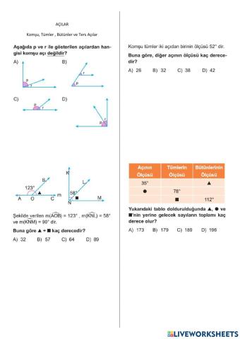 6.sinif komşu,tümler,bütünler,ters açilar-test-40