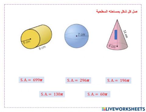 المساحة السطحية للأشكال الثلاثية الأبعاد