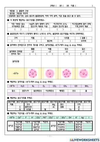 물질의 구성 단원 마무리