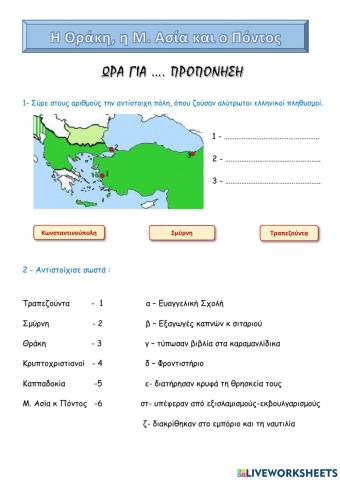 Η Θράκη, η Μικρά Ασία και ο Πόντος