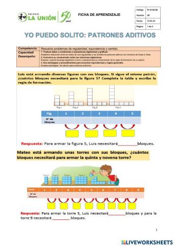 Yo puedo solito-patrones aditivos crecientes