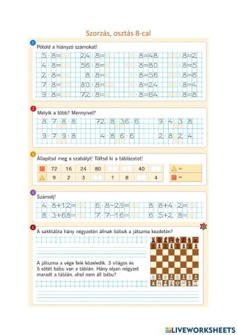 Szorzás, osztás 8-cal