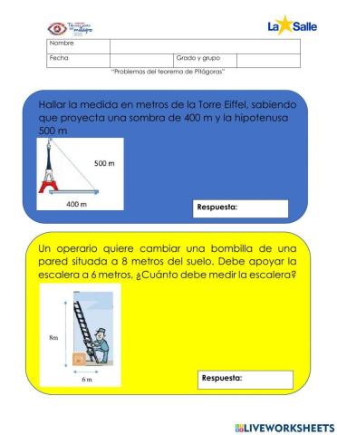 Problemas teorema de Pitágoras