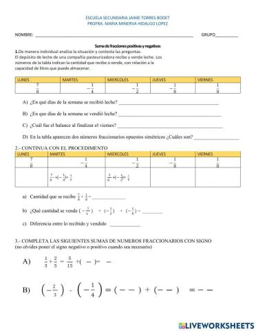 Suma y resta de numeros racionales