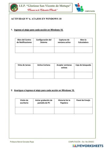 Actividad 6. ATAJOS EN WINDOWS 10