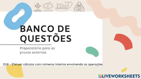 Banco de questões 7º ano