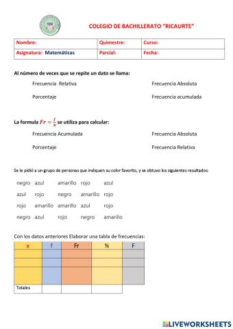 Evaluación de estadística 01