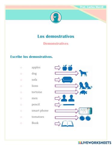 Examen sobre demostrativos