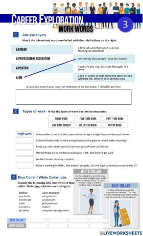 Career Exploration 3 - Work Words