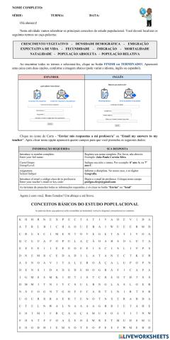 Caça palavras conceitos básicos do estudo populacional