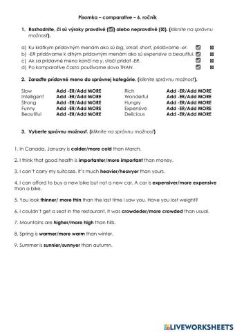 Písomka - comparative 6.roč.