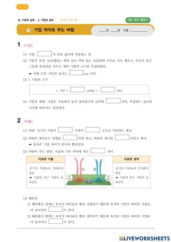 기압 차이로 부는 바람