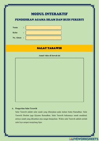 Modul PAI Kelas 5 Salat Tarawih