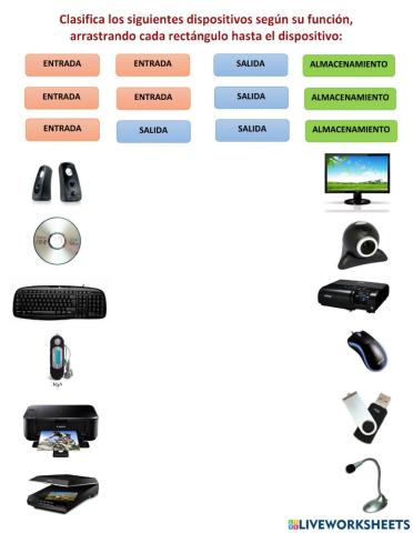 Dispositivos de entrada, salida y almacenamiento