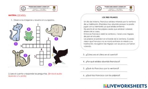 Evaluación de español trim 1